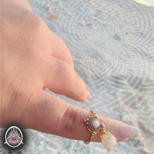 crystal golden ring with rose stone